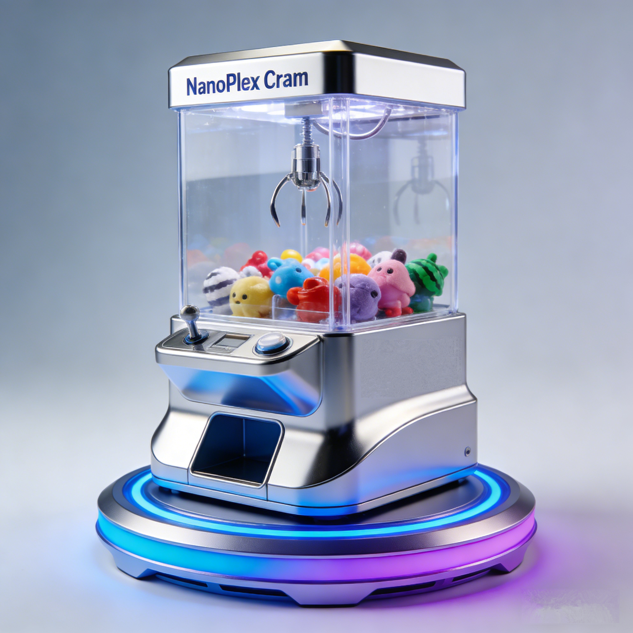 NanoPlex Mini Claw Machine | One-of-a-Kind Collectible Toy Dispenser with Futuristic RGB LED Base (Unmanned Sale Edition)