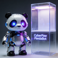 CyberPaw Nova PandaBot | LED-Embedded Cybernetic Plush Collectible with Smart Illuminated Display Case (Non-Commercial Prototype Edition)