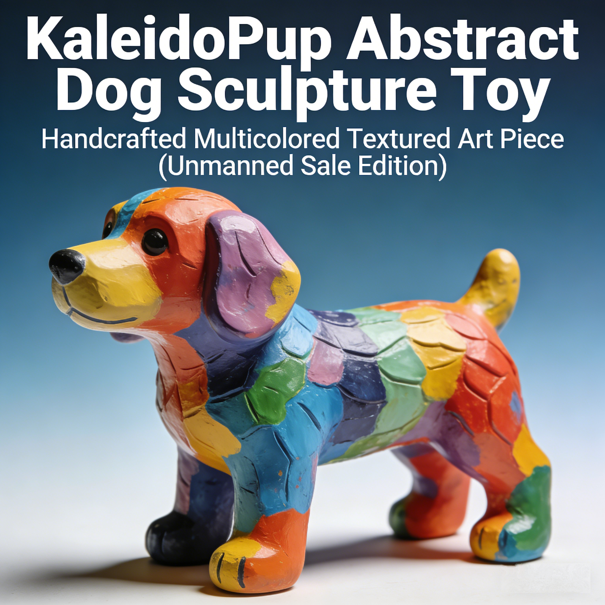 PatchPup V2 Folk-Art Dachshund Figurine | Hand-Carved Multicolor Patchwork Dog Sculpture with Textured Relief (Non-Sale Prototype Edition)