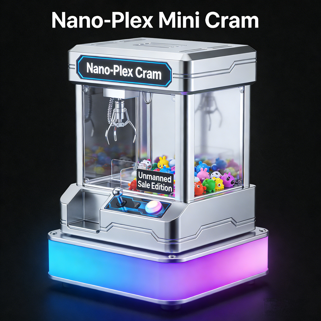 NanoPlex Mini Claw Machine | One-of-a-Kind Collectible Toy Dispenser with Futuristic RGB LED Base (Unmanned Sale Edition)